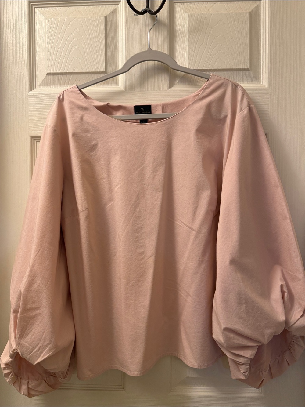 Worthington Pastel Pink Balloon Sleeve Blouse Top XL